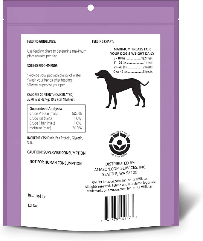 Amazon Brand - Solimo Duck Jerky Dog Treats,2 pounds (Pack of 2)