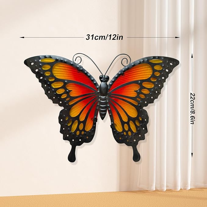 LIFFY Butterfly Wall Decor Butterfly Garden Ornaments Outdoor Indoor Metal Wall Art Decor Home Decorative Hanging Decorations for Room Yard Fence