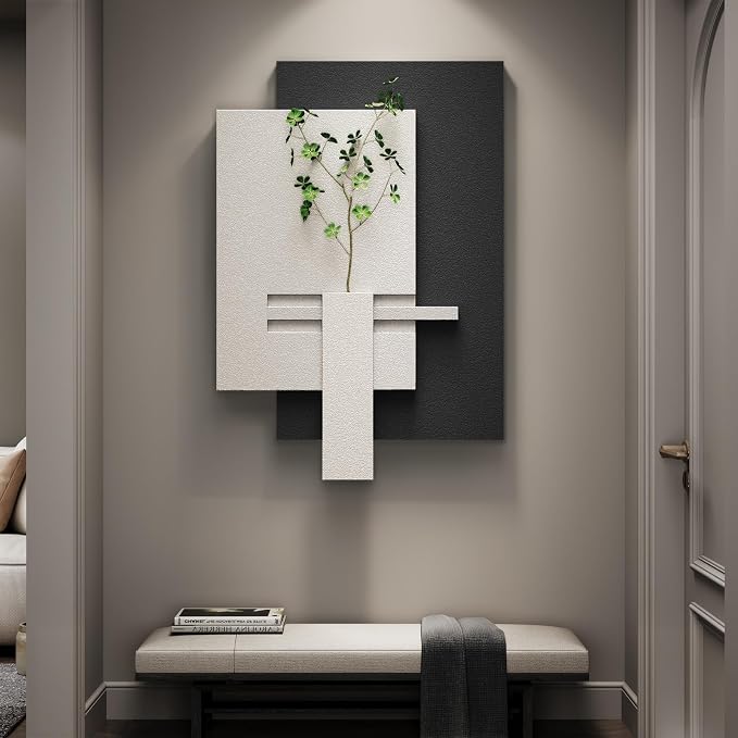 Cuspin Large Black and White Wall Art for Living Room, 3D Textured Modern Minimalist Artwork for Walls, Abstract Geometric Paintings for Bedroom Dining Room Hallway Office Wall Decor
