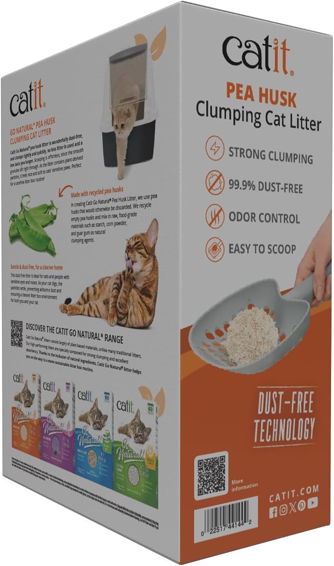 Catit Go Natural Pea Husk Clumping Cat Litter 12.3 lb, Natural (Pack of 2)
