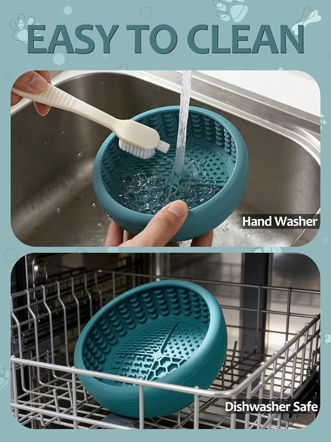 Dog Lick Bowl for Large Dogs, Lick Mat, Slow Feeder Lick Bowl with Brush and Scraper,Strong Suction, Freeze Licking Bowl for Anxiety Relief, Enrichment & Distraction, Dishwasher Safe 7.6 * 3.5 inch