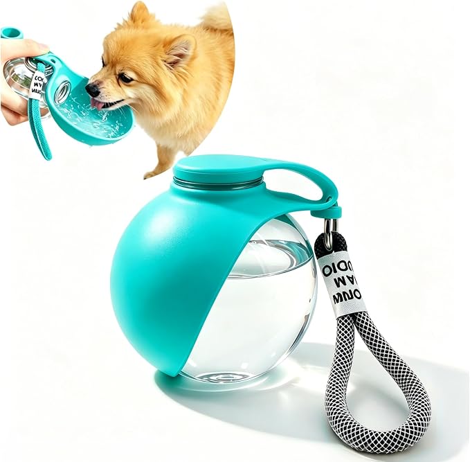Dog Water Bottle Portable, 2in1 Round Dog Water Bowl PET 10oz