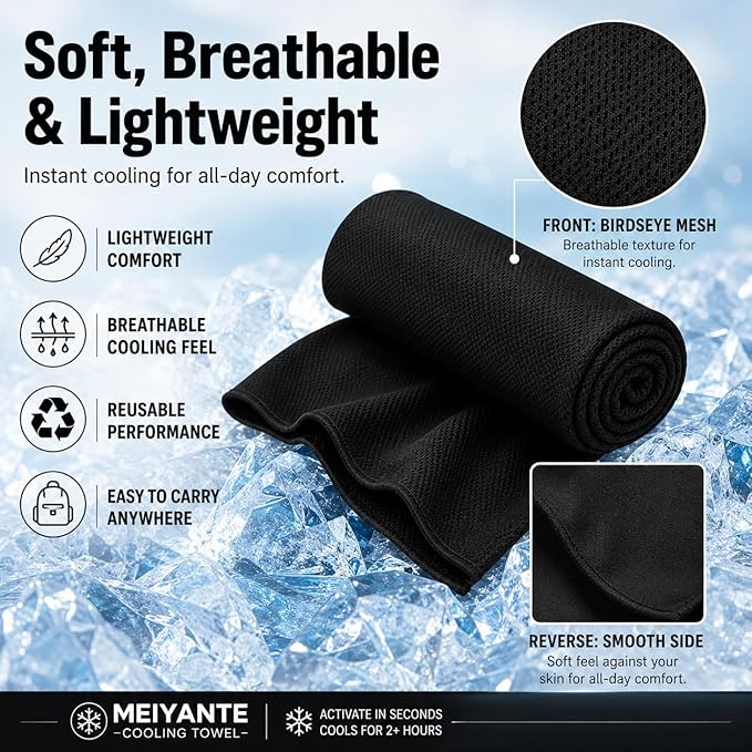 Cooling Towels 43.3" x 15.7" - Ice Towel, Sweat Towel, Cooling Towels for Neck & Face & Cooling Neck Wraps for Summer Heat - Neck Cooler for Quick Cool Down for Gym, Running, Golf, Yoga & Sports