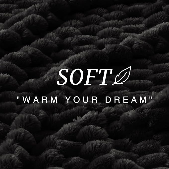 EXQ Home Fleece Throw Blanket for Couch and Bed, 3D Imitation Large Turtle Shell Jacquard Decorative Blankets, Plush Lightweight Fuzzy Flannel Blanket Suitable for All Seasons (50"×60",Black)