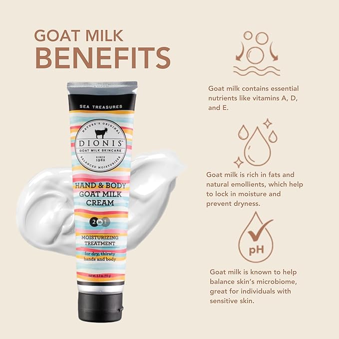 Dionis Goat Milk Hand & Body Cream Sea Treasures 3.3oz (Pack of 1)