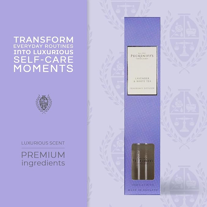 Pecksniff's Classic 100 ml/ 3.3 fl oz Reed Diffuser Set, Lavender & White Tea