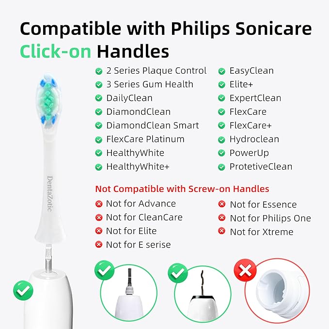 DentaZotic Gum Care Replacement Heads for Philips Sonicare, Electric Toothbrush Replacement Heads for Adults, Soft Bristles, White 10 Pack