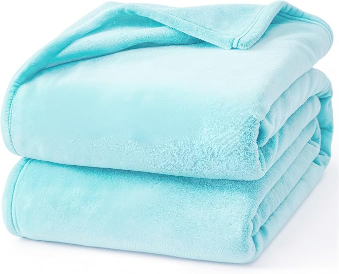 Hansleep King Robin Egg Blue Fleece Blanket, Soft Flannel Bed Blanket | Fuzzy Cozy Blanket 90x108 Inches, Multi-use for Bed, Sofa, Couch, Travel, Camping, All Season Warm Lightweight Cover
