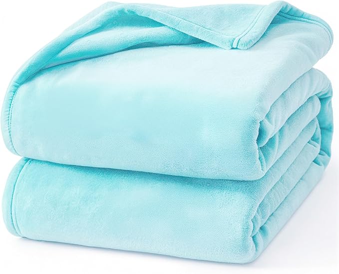 Hansleep Twin Robin Egg Blue Fleece Blanket, Soft Flannel Bed Blanket | Fuzzy Cozy Blanket 60x80 Inches, Multi-use for Bed, Sofa, Couch, Travel, Camping, All Season Warm Lightweight Cover