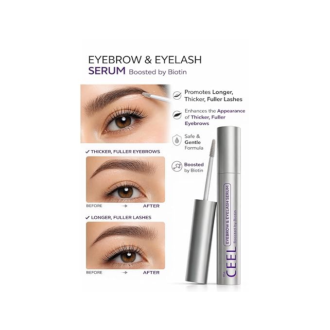 The Ceel Lash & Brow Serum with Peptide Complex, Biotin, Arginine & Castor Oil – Eyelash & Eyebrow Enhancing Serum for Fuller, Thicker Looking Brows & Lashes – 6 ml