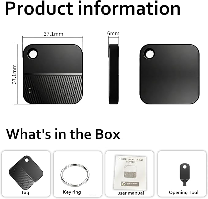 KEENSENSE Bluetooth Tracker Tag Accurate Positioning, One-Tap Item Finding | Works with Android 9+ Replaceable battery 1-year battery life IP67 dust/water resistant Tracks keys wallet luggage and pets