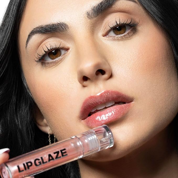 Palladio Lip Glaze Serum, Hydrating Lip Gloss with Peptides & Hyaluronic Acid for Plump, Smooth, and Nourished Lips – Vegan, High-Shine, Non-Sticky Finish (Rose Sorbet)