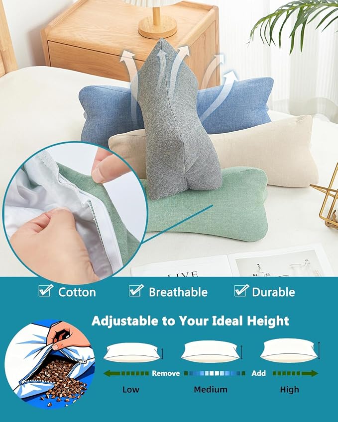 Buckwheat Pillow - Cervical Neck Support Pillows for Sleeping, 15.7"x5.9" Adjustable Neck Roll with Buckwheat Hulls for Neck Pain Relief, Small Cylinder Pillow, Beige