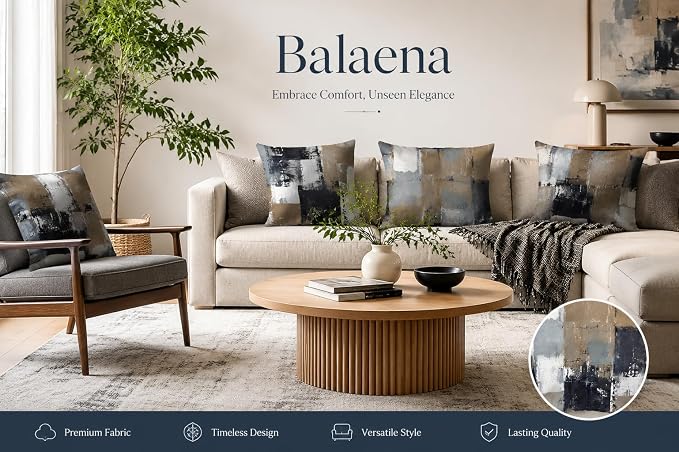 Brown Grey Abstract Throw Pillow Covers 18x18 Set of 4 | Brown, Grey & Taupe Modern‑Art Cushion Cases, neutral aesthetic pillowcases for sofa, bedroom & chair
