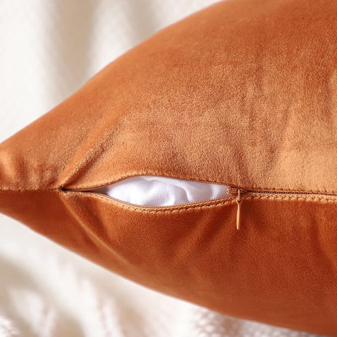 Artscope Luxury Velvet Pillow Covers Super Soft Decorative Rectangle Throw Pillow Covers Case Cushion Covers for Sofa Couch Bedroom Car Decor 16x24 Inch Orange