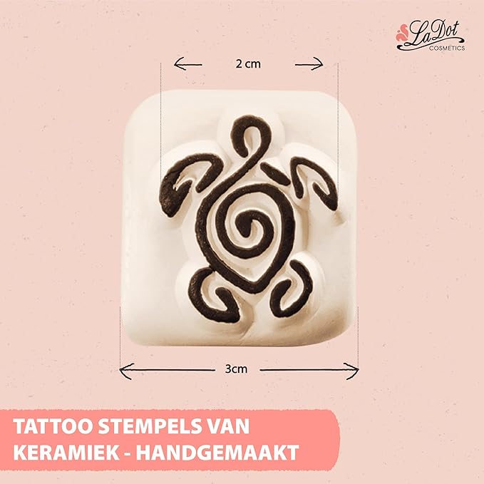 LaDot Temporary Tattoo Stamp– Easy-to-Use Reusable Ceramic Skin Stamp for Creating Custom Temporary Tattoos – Fun Body Art Tool for Parties, Events, and Festivals (Turtle, Small)