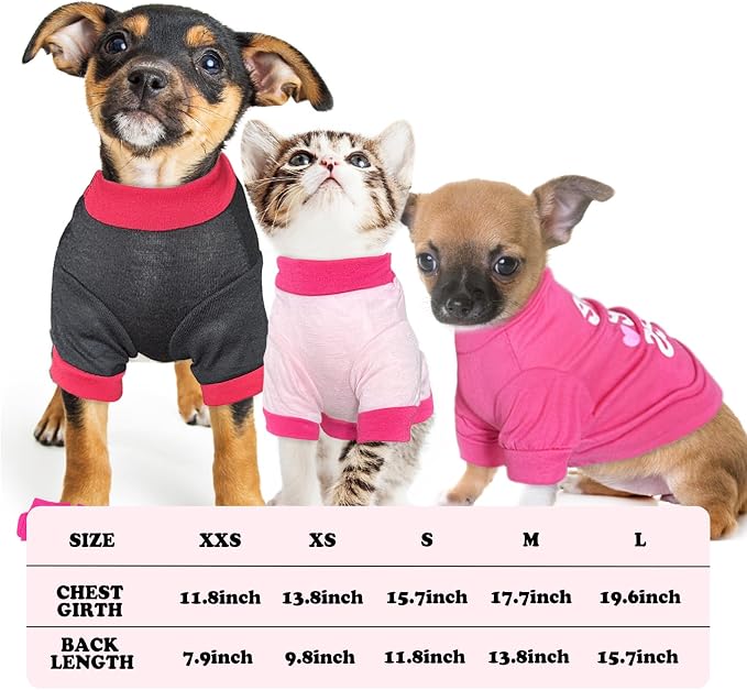 4 Pieces Dog Clothes for Small Dogs Girl Spring Summer Puppy Shirts Cute Soft Pet T-Shirt Cat Outfit for Pets Teacup Chihuahua Yorkie Clothing,XX-Small