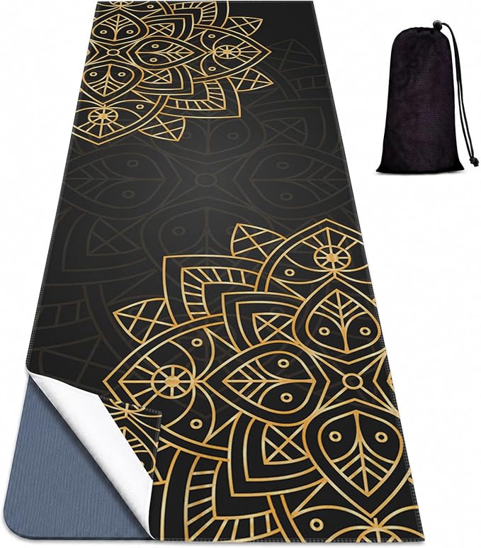 Yoga Mat Towel, Hot Yoga Non Slip with 4 Corner Pockets, 70 x 26 in | Soft Absorbent Microfiber With Four Corner Pockets, Fits Over Yoga Mats For Hot Yoga, Pilates, Gym, And Travel