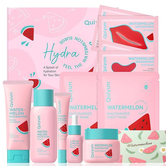 Watermelon & Niacinamide Skin Care Sets, Routine Facial Skincare Product,Beauty for women, Hydration, Moisturizing, Oil Control, Glow Up, Teen Girl Gifts Trendy Stuff, Spa-Like at Home