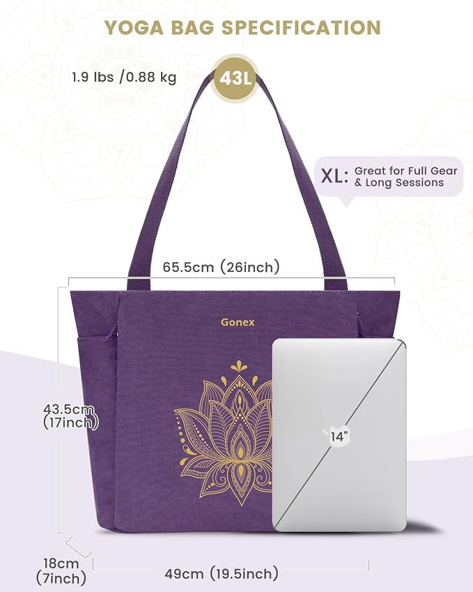 Gonex Yoga Mat Bag, Large Tote Bag with Multi Pockets for Women Men, Canvas Mat Carrier, Full Zipper Easy Access for Pilates Gym Travel