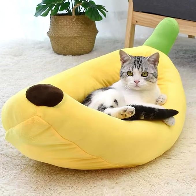 Dog & Cat Bed for Indoor Cats Relaxing Banana Mattress Fluffy Pet Mattress Waterproof Memory Foam Pet Bed with Sides Suitable for Small and Medium-Sized Dogs and Cats Guinea Pig Bed (X-Large)