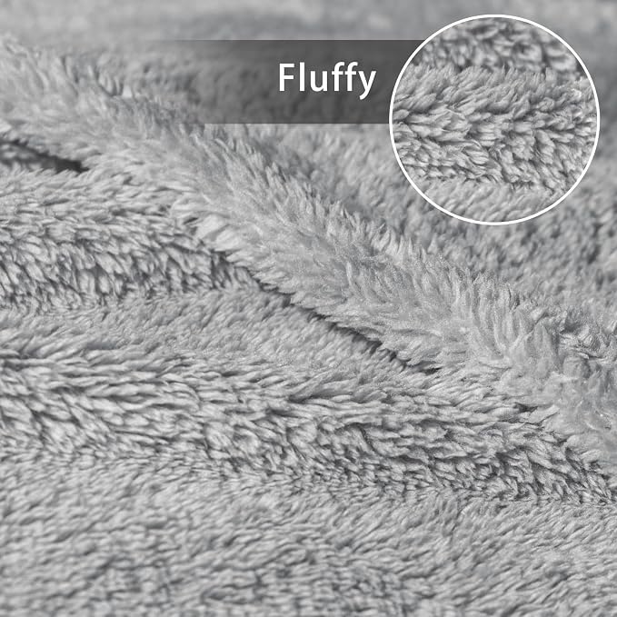 Exclusivo Mezcla Soft Plush Fleece King Size Blankets for Bed Living Room | Lightweight Fuzzy Fluffy Large Blanket for All Seasons, Cozy Velvet for Women Men, Machine Washable, 90"x104", Light Grey