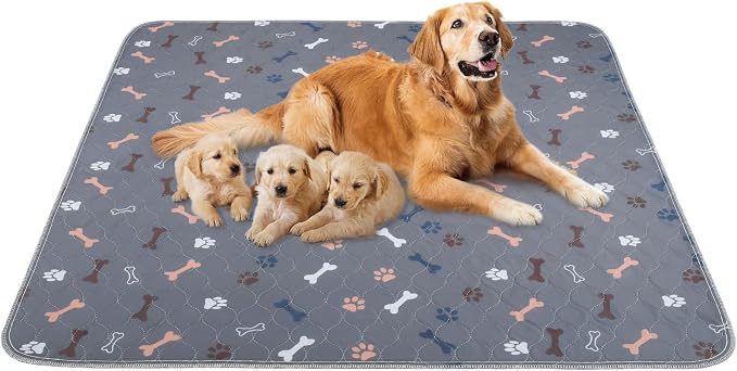 Washable Pee Pad for Dogs, 2 Pack Extra Large Puppy Pads, 48"x60" | Super Absorbent, Waterproof & Leakproof, Non-Slip Bottom, Machine Washable, For Floors, Beds, Couches, Crates, Carpets, Cars