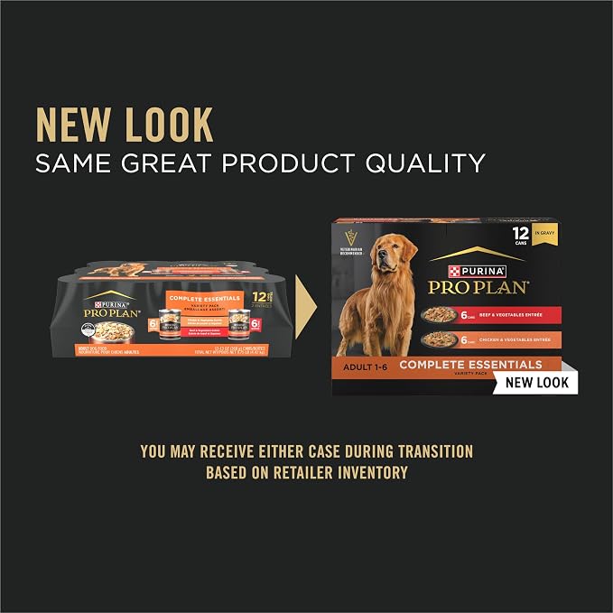 Purina Pro Plan Complete Essentials Wet Dog Food Variety Pack, (12) 13 oz