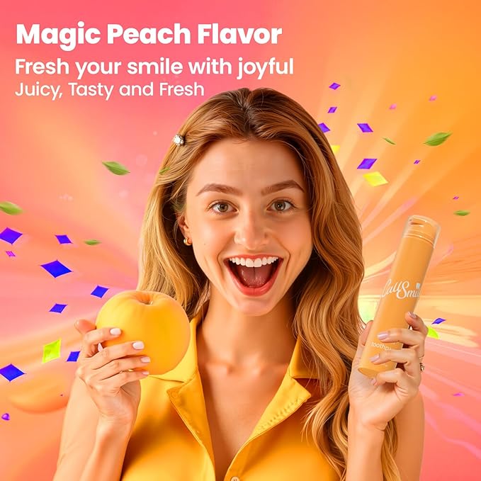 CALLSMILE Fluoride-Free Toothpaste, Easy-Press Pump, 60g - Fruity Flavors, No SLS, Non-Toxic, No Sweeteners, for Adults & Kids, Gentle for Sensitive Teeth, Peach-Flavored