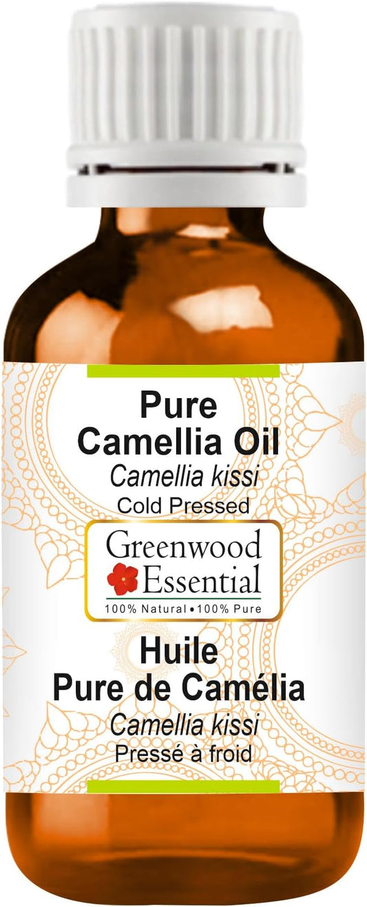 Greenwood Essential Pure Camellia Oil (Camellia kissi) 100% Natural Therapeutic Grade Cold Pressed for Personal Care 15ml (0.50 oz)