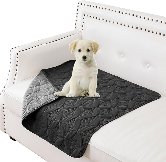 Waterproof Couch Cover for Dogs - Washable Pets Furniture Protector | TPU Leak-Proof Liner, Lightweight & Reversible, Fits Chair, Sofa, Bed, 30" x 30" , Black/Darkgrey