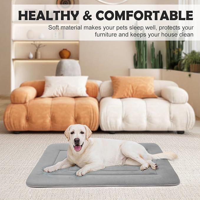 Dog Bed Soft Dog Crate Bed Pad Mat, 36 in Non Slip Bottom Washable Beds for Medium and Large Dogs, Pet Bed Mattress Kennel Pad, Clay Gray