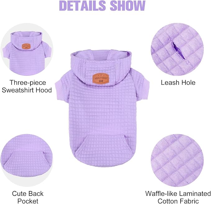 BEAUTYZOO Dog Hoodies Sweater for Large Dogs,Waffle‑Like Laminated Pet Coat | Warm Dog Sweatshirt with Pocket & Leash Hole,Pullover Clothes for Girl Boy Dogs,Stretchy & Easy‑On‑Off,Labrador & Great Danes