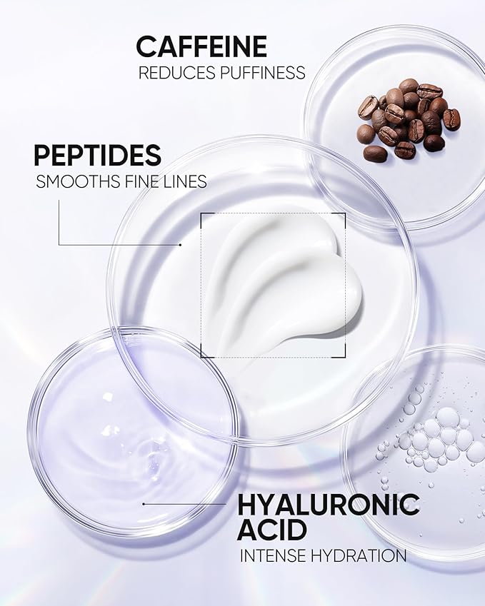 SKINTIFIC 360° Crystal Massager Lifting Eye Cream, Reduces Puffiness, Nourishes Eye Area with 3D Peptides, Niacinamide & Caffeine