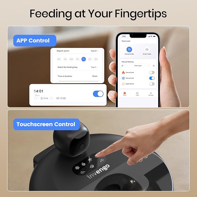 Automatic Wet Food Cat Feeder with 3MP Camera, App Control, Dual Semiconductor Cooling, Heating Feeding Area, 5 Stainless Steel Trays Pet Food Dispenser