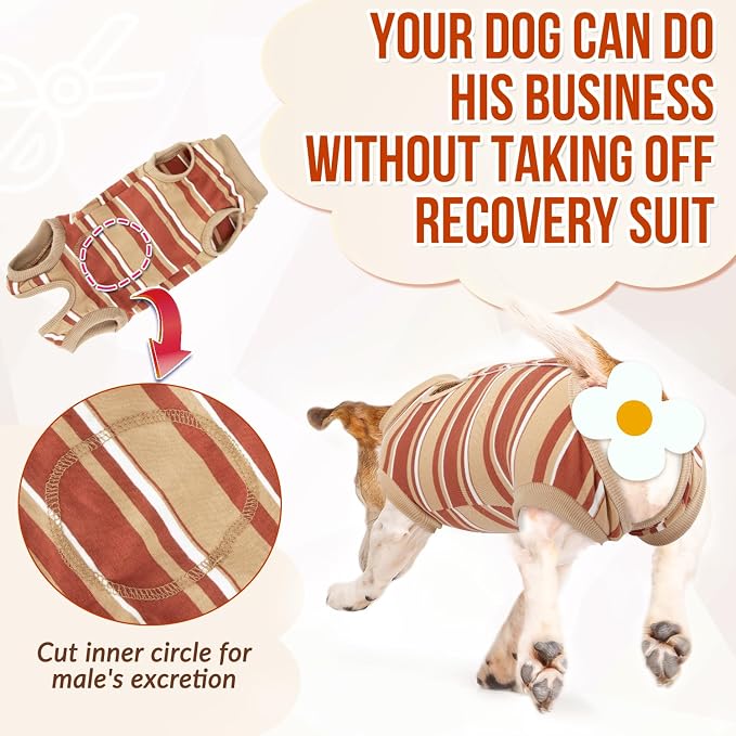 Lukovee Recovery Suit for Dogs, Onesie Spay Neuter Surgery Suit Female Male | Soft Cotton, Easy On Off, Abdominal Wounds Prevent Licking, Prevent Licking Wounds, Cone E-Collar Alternative (Brown, XL)