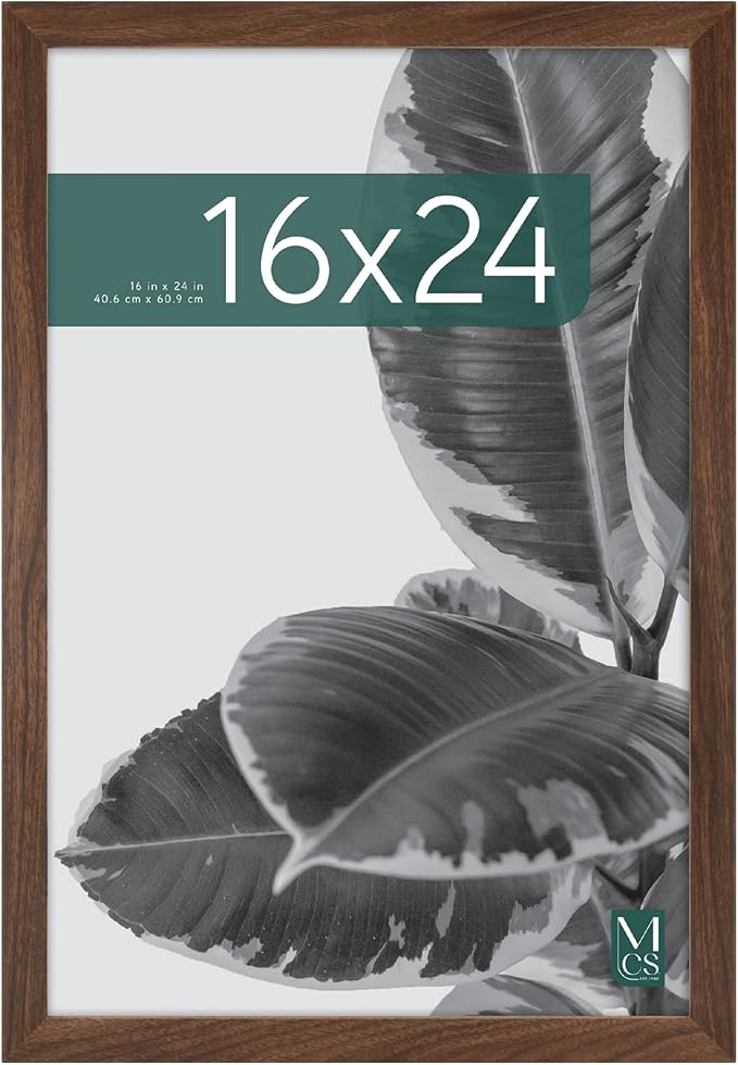 MCS Studio Gallery 16x24 Poster Frame Walnut Woodgrain Engineered Wood, Vertical & Horizontal Wall Hanging Large Picture Frame for Photos, Posters & Art Prints (1-Pack)