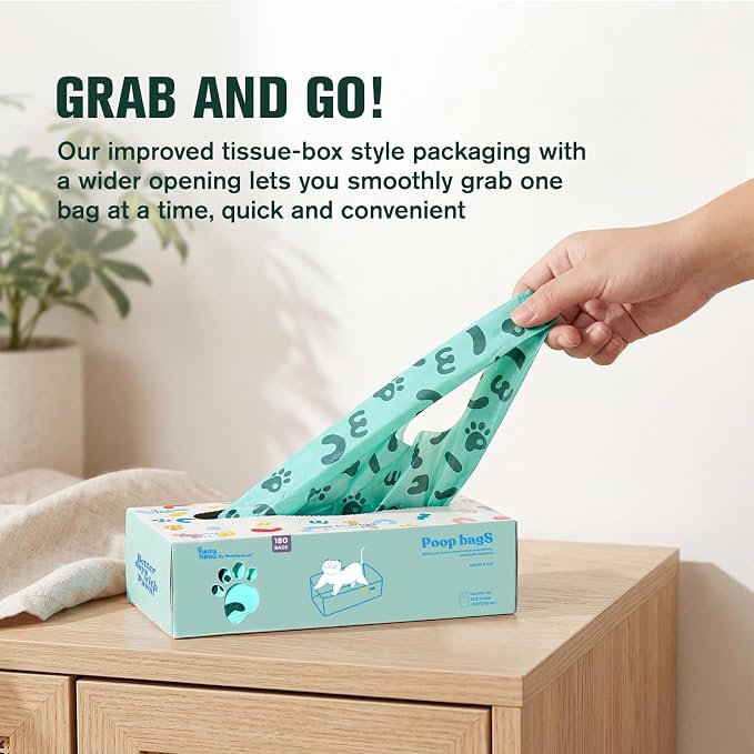 Cat Litter Disposal Bags and Dog Poop Bags with Handle,Cornstarch Based Extra Thick and Guaranteed Leak Proof Poop bags for Kitty and Doggy(180 Count 1.1 Gallon,Unscented)