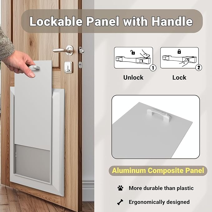 Large Heavy Duty Aluminum Dog Door, Double Flap for Extreme Weather