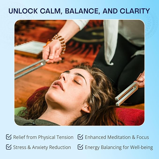 Chakra Tuning Forks Set for Healing – 7 Chakra Frequencies 126.22Hz to 221.23Hz | Precision-Machined Aluminum Alloy | Made in USA |Chakra Healing, Sound Therapy, Reiki, Yoga, Energy Balancing Tools.