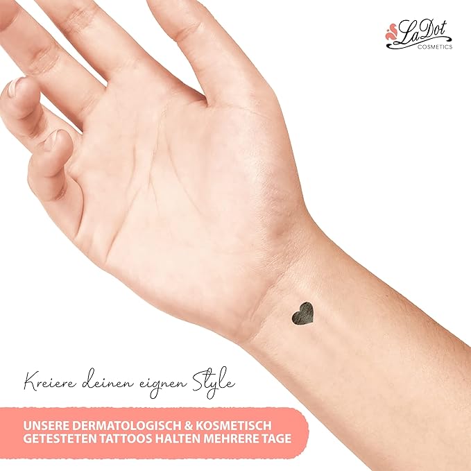 LaDot Temporary Tattoo Stamp– Easy-to-Use Reusable Ceramic Skin Stamp for Creating Custom Temporary Tattoos – Fun Body Art Tool for Parties, Events, and Festivals (Heart, Small)