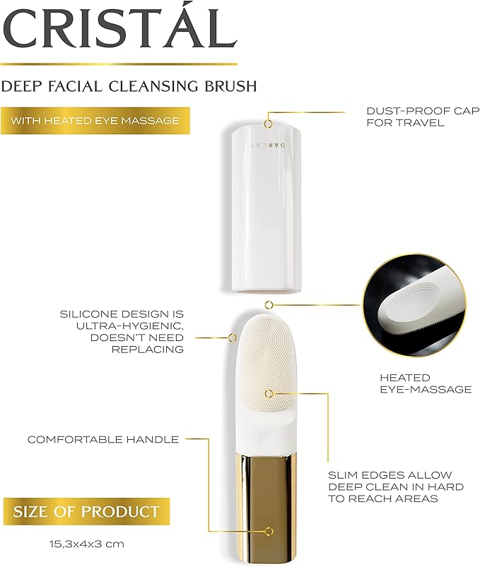 DARCASE Premium Facial Cleansing Brush with Silicone Bristles & Heated Eye Massage, Silicone Face Scrubber Exfoliator for Cleansing & Care, Face Cleanser for Women and Men, Facial Skin Care Products