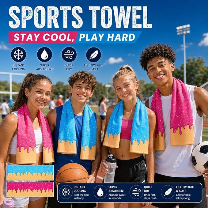 12Pcs Baseball Drip Cooling Towels, Neck Cool Towels Reusable Sweat Wicking Chill Towels Baseball Team Gift,for Baseball Team Summer Party Favors Beach and Camping