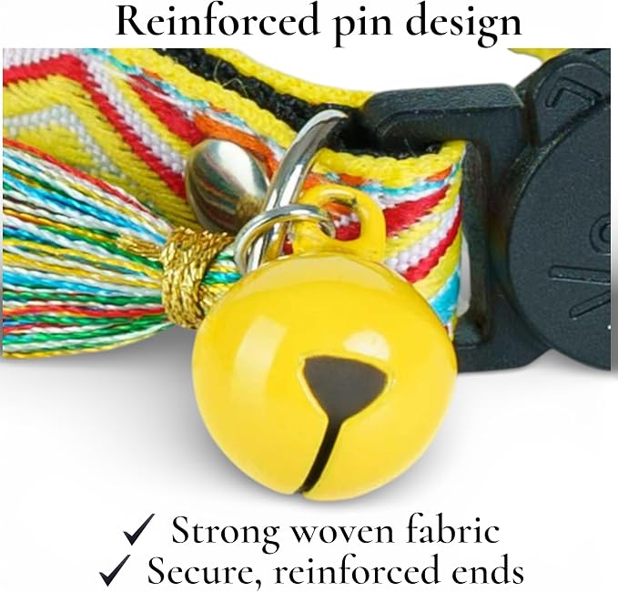 Cat Collar with AirTag Holder – Breakaway Lightweight Woven Cat Collar, Adjustable with Bell for Cats & Kittens (Dream Garden Set) | Amazegoods
