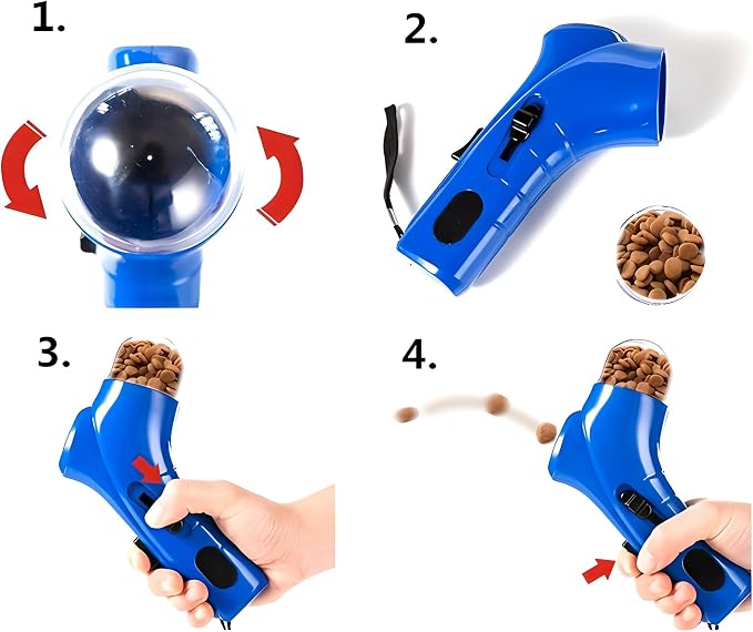 Cat Treat Gun Shooter Interactive Pet Food for Cats Dog（Red）