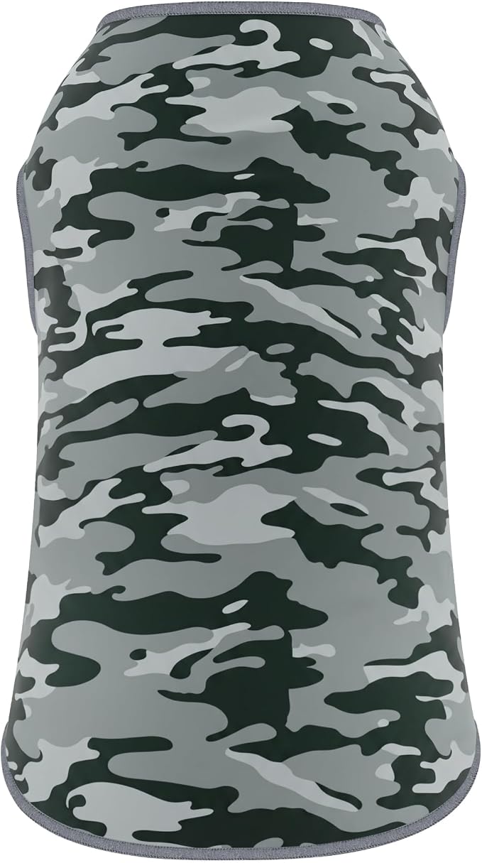 YUDODO Lightweight Dog Shirts, Stretchy Dog Tank Tops, Soft Pet Vest | Skin-Friendly, Breathable, Sleeveless, All Season Dog Clothes, For Small Medium Dogs, Gray Camo, S