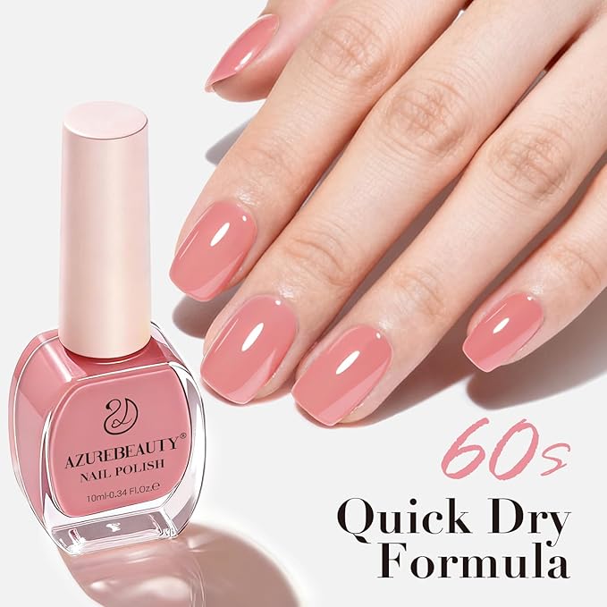 AZUREBEAUTY Jelly Nail Polish Semi-Translucent Blush Pink Sheer Color Fast Drying Natural Regular Toe Nail Polish no Gel Home Salon DIY Women Gift
