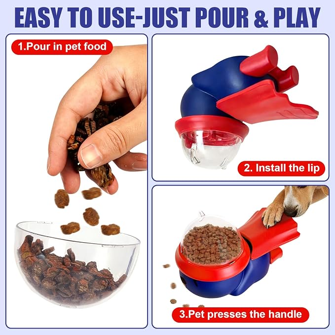 Pet Food Dispenser Toy Slow Feeder Puzzle Toy for Dogs & Cats, Interactive Treat Ball for Boredom, Anxiety Relief and Mental Stimulation (Blue)
