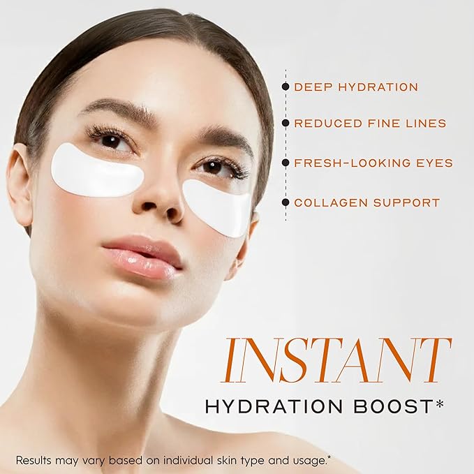 Vitamin C & Collagen Under Eye Patches – Dark Circles & Puffiness Reducer – Hydrating Anti-Aging Pads For Wrinkles – Dermatologist Tested Korean Skin Care – Clean Beauty – 8 Pairs