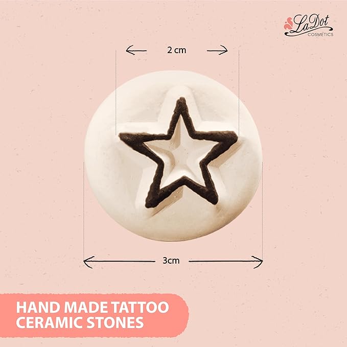 LaDot Temporary Tattoo Stamp– Easy-to-Use Reusable Ceramic Skin Stamp for Creating Custom Temporary Tattoos – Fun Body Art Tool for Parties, Events, and Festivals (Star, Small)